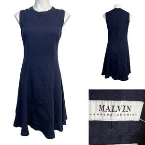 Malvin I love‎ Linen Dress size Small Navy blue Sleeveless A-line office casual